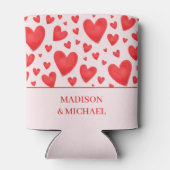 Retro Valentine Hearts Wedding Red Pink Blikjeskoeler (Achterkant)