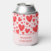 Retro Valentine Hearts Wedding Red Pink Blikjeskoeler (Blikje Achterkant)