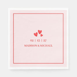 Retro Valentine Hearts Wedding Red Pink Servet
