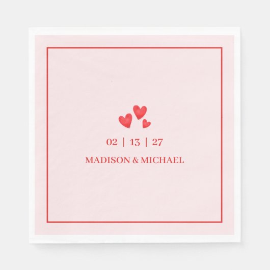 Retro Valentine Hearts Wedding Red Pink Servet (Voorkant)
