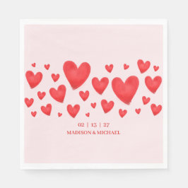 Retro Valentine Hearts Wedding Red Pink Servet