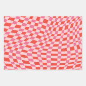 Retro Valentine Pink Red Wavy Checkerboard Cute Inpakpapier Vel (Voorkant 2)
