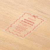 Retro Valentine Wedding Photo Red Pink Acryl Uitnodigingen (Laagn)