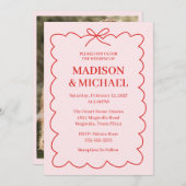 Retro Valentine Wedding Photo Red Pink Kaart (Voorkant / Achterkant)