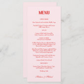 Retro Valentine Wedding Photo Red Pink Menu (Voorkant / Achterkant)