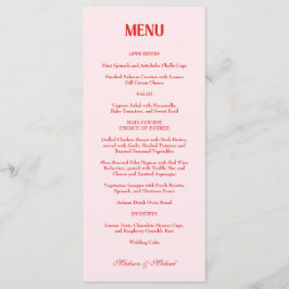 Retro Valentine Wedding Photo Red Pink Menu