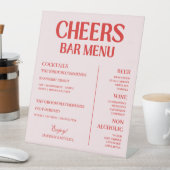 Retro Valentine Wedding Red Pink Bar Menu Reclamebord Met Voetstuk (Insitu)
