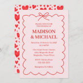 Retro Valentine Wedding Red Pink Kaart (Voorkant / Achterkant)