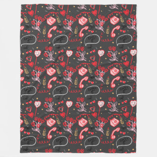 Retro Valentine's Day Love Doodles Fleece Deken