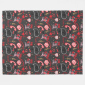 Retro Valentine's Day Love Doodles Fleece Deken (Voorkant (Horizontaal))