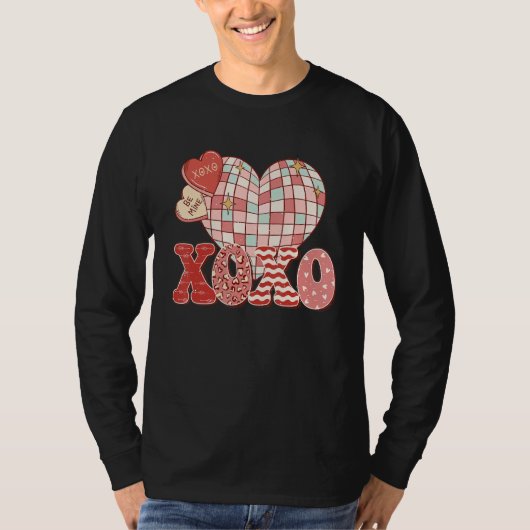 Retro Valentine's Day XOXO Love Disco Heart Valent T-shirt (Voorkant)