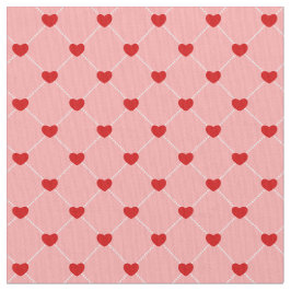 retro valentines dots hearts pink red stof