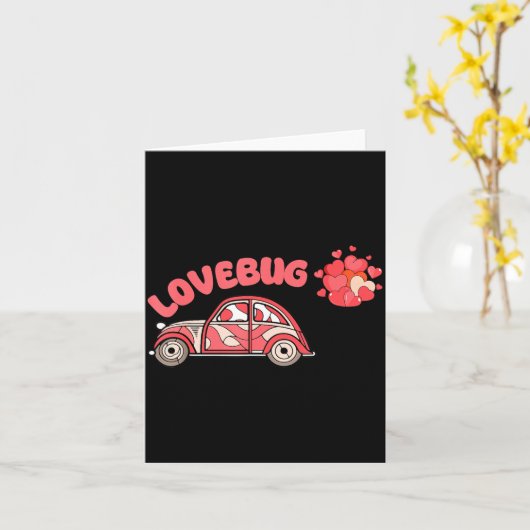 Retro Valentines Lovebug Heart Groovy Valentines M Kaart (Gele Bloem)