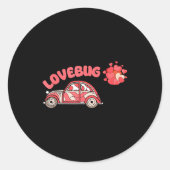 Retro Valentines Lovebug Heart Groovy Valentines M Ronde Sticker (Voorkant)