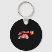 Retro Valentines Lovebug Heart Groovy Valentines M Sleutelhanger (Voorkant)
