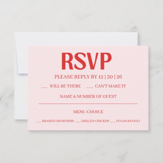 Retro Valentine's RSVP Wedding Reply Card (Voorkant)