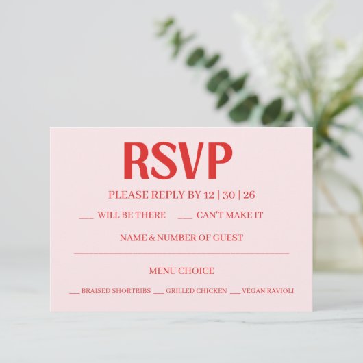 Retro Valentine's RSVP Wedding Reply Card (Staand voorkant)