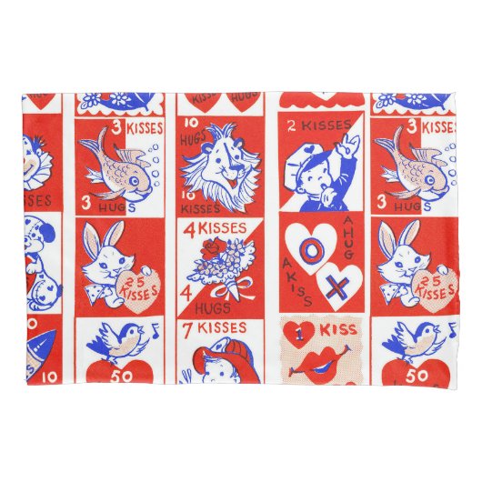 Retro valentinezegelpatroon uit de jaren 50 Kitsch Kussensloop (Voorkant)