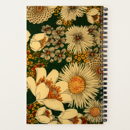 Retro Vallen Kleuren Bloemen Notitieboek (Achterkant)