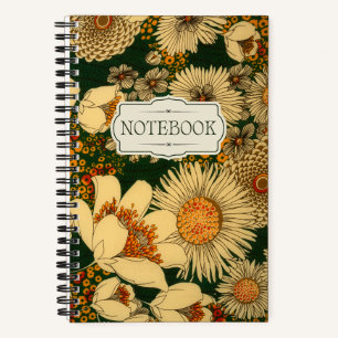 Retro Vallen Kleuren Bloemen Notitieboek