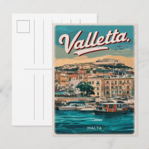 Retro Valletta, Malta reis souvenirs en cadeaus Briefkaart