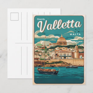 Retro Valletta, Malta reis souvenirs en cadeaus Briefkaart