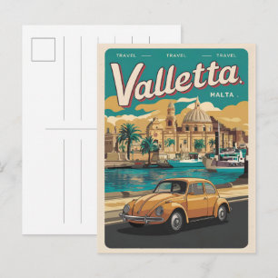 Retro Valletta, Malta reis souvenirs en cadeaus Briefkaart