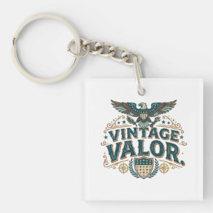 Retro Valor Retro Patriottische T-Shirt Sleutelhanger