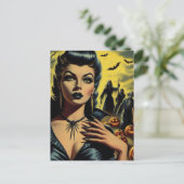 Retro Vampier Meisje Briefkaart (Staand voorkant)