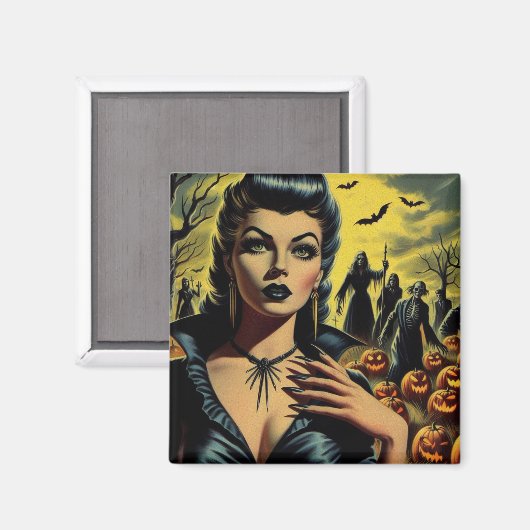 Retro Vampier Meisje Magneet (Voorkant / Achterkant)