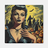 Retro Vampier Meisje Magneet (Voorkant)