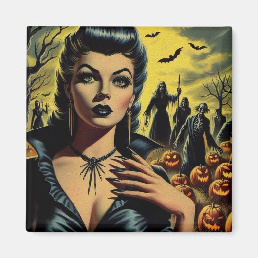 Retro Vampier Meisje Magneet (Voorkant)