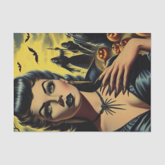 Retro Vampier Meisje Tissuepapier (Voorkant)