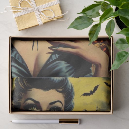 Retro Vampier Meisje Tissuepapier (Geschenk)