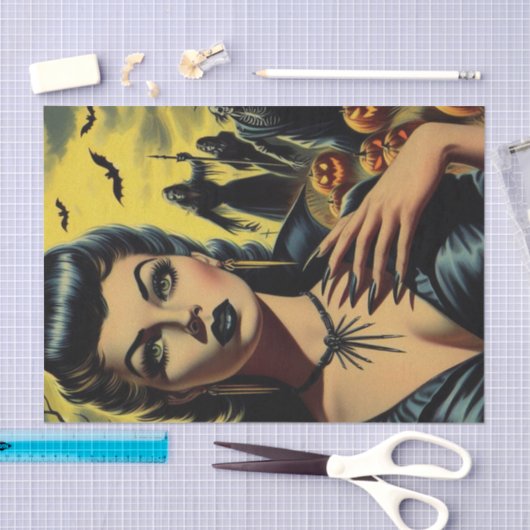 Retro Vampier Meisje Tissuepapier (Craft)