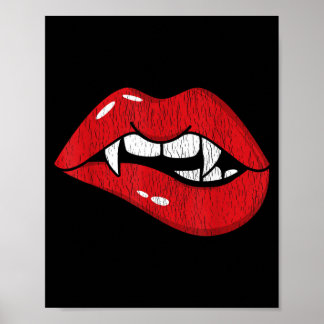 Retro vampier rode lippen th bijt Halloween kostuu Poster