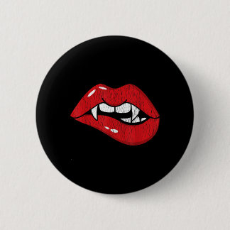 Retro vampier rode lippen TH bijt Halloween kostuu Ronde Button 5,7 Cm