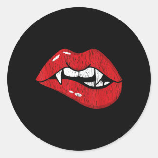 Retro vampier rode lippen TH bijt Halloween kostuu Ronde Sticker