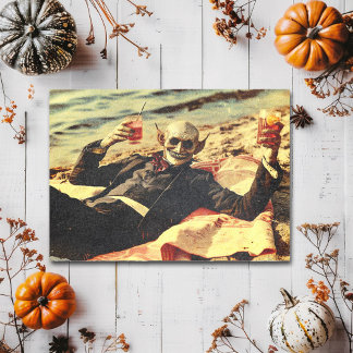 Retro vampier strandvakantie vintage horror postka briefkaart