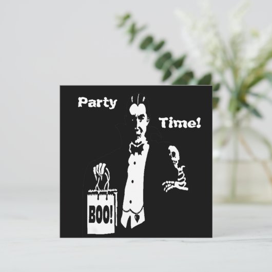 Retro Vampire Boo Party Time Trick-or-Treater Kaart (Staand voorkant)