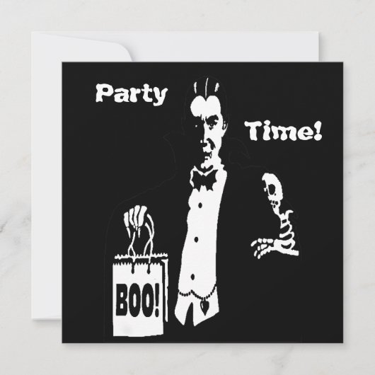 Retro Vampire Boo Party Time Trick-or-Treater Kaart (Voorkant)