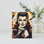 Retro Vampire Vrouw Briefkaart (Staand voorkant)