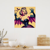 Retro Vampire Vrouw Poster (Keuken)