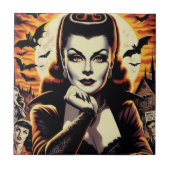 Retro Vampire Vrouw Tegeltje (Voorkant)