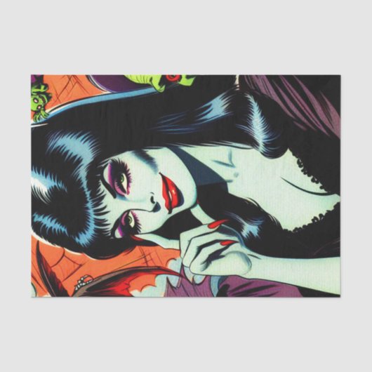 Retro Vampire Vrouw Tissuepapier (Voorkant)