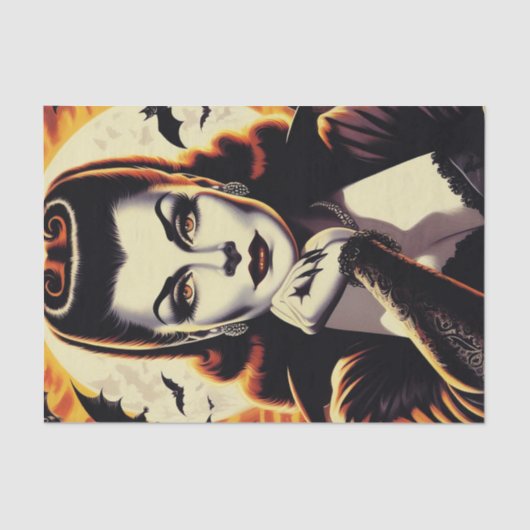 Retro Vampire Vrouw Tissuepapier (Voorkant)