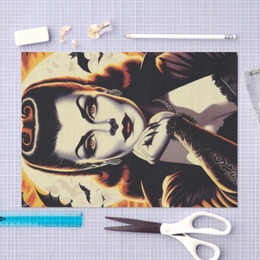 Retro Vampire Vrouw Tissuepapier (Craft)