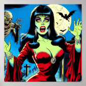 Retro Vampire Woman Comics Poster (Voorkant)