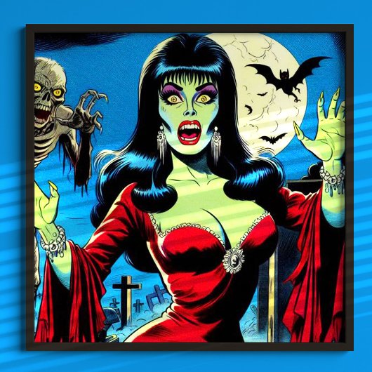 Retro Vampire Woman Comics Poster