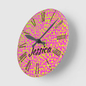 Retro van Bright Neon 80  Ronde Klok (Hoek)